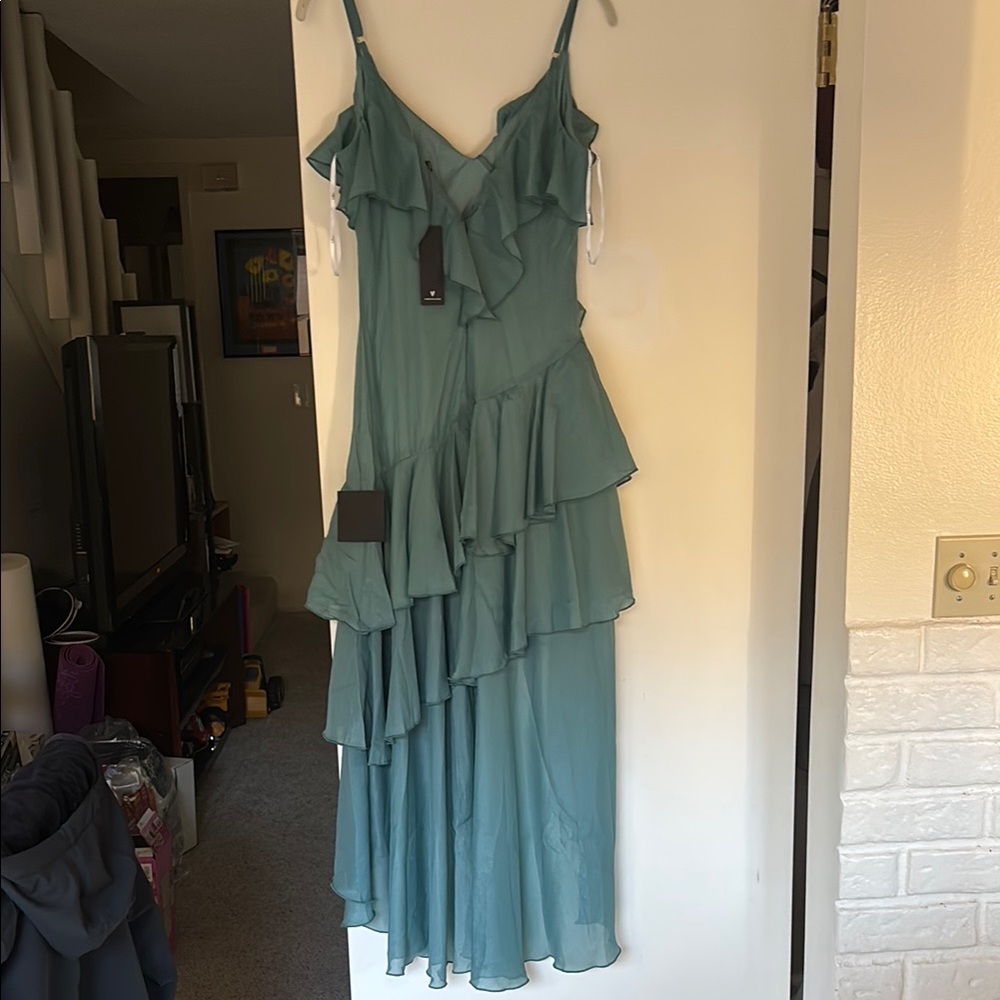 Lulus Asymmetrical Ruffled Midi Dress - Picture 4 of 8